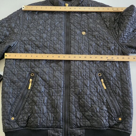 Vtg Rocawear Quilted Jacket Mens M Black Full Zip LS No Hood Pockets Logo Rapper - Picture 4 of 16